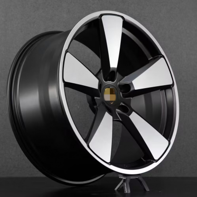 Black machined face Porsche car wheels (2)