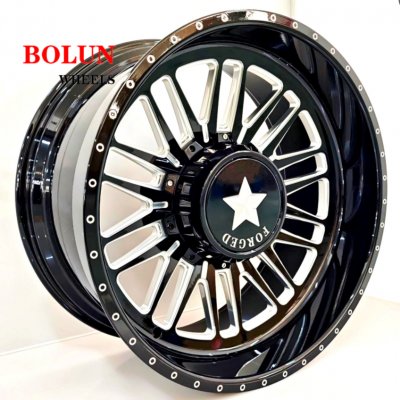 Black milled 24*12 6*135 ford 150 forged truck wheels