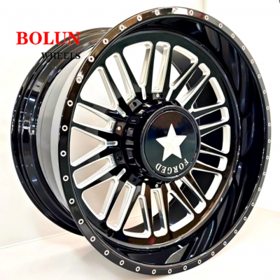 Black milled 24*12 6*135 ford 150 forged truck wheels (1)