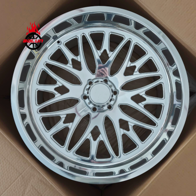 Bolun polished custom 26x12 forged car wheels super single Chevy Silverado 1500 (1)