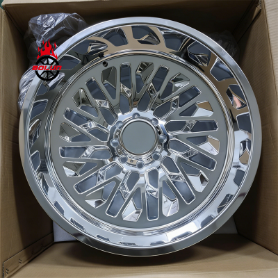 Bolun Forged 8x6.5 Polished 24X14 SUPER SINGLE dodge ram 2500 wheel (1)