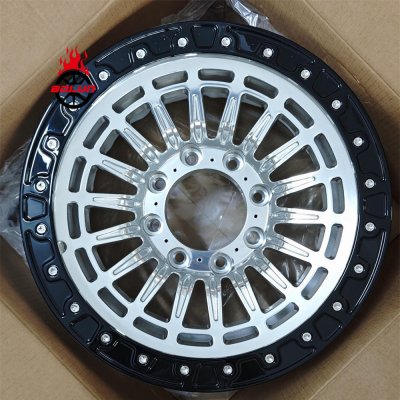 17x8.5 Polished wheel floaing caps GMC  Serria 1500 beadlock custom offroad forged wheels