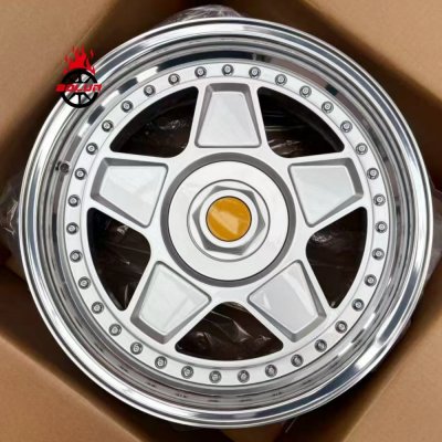 Custom 2-piece 18*8.5 Ferrari f40 forged car wheels barrel polished spoke silver
