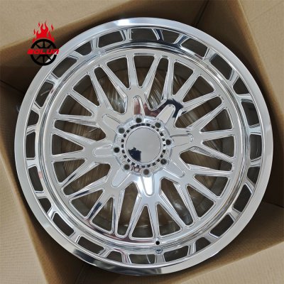 Polished 24x12 custom forged ford f350 wheels
