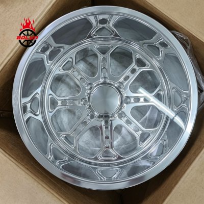 Custom 20X14 Super Single 8x6.5 Dodge RAM 2500 polished forged wheels