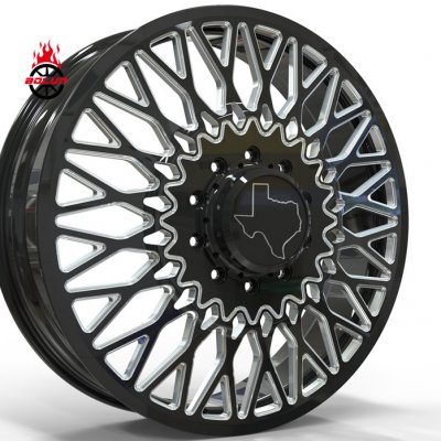 20 22 24 26 28 30 inch custom black milled dually wheels